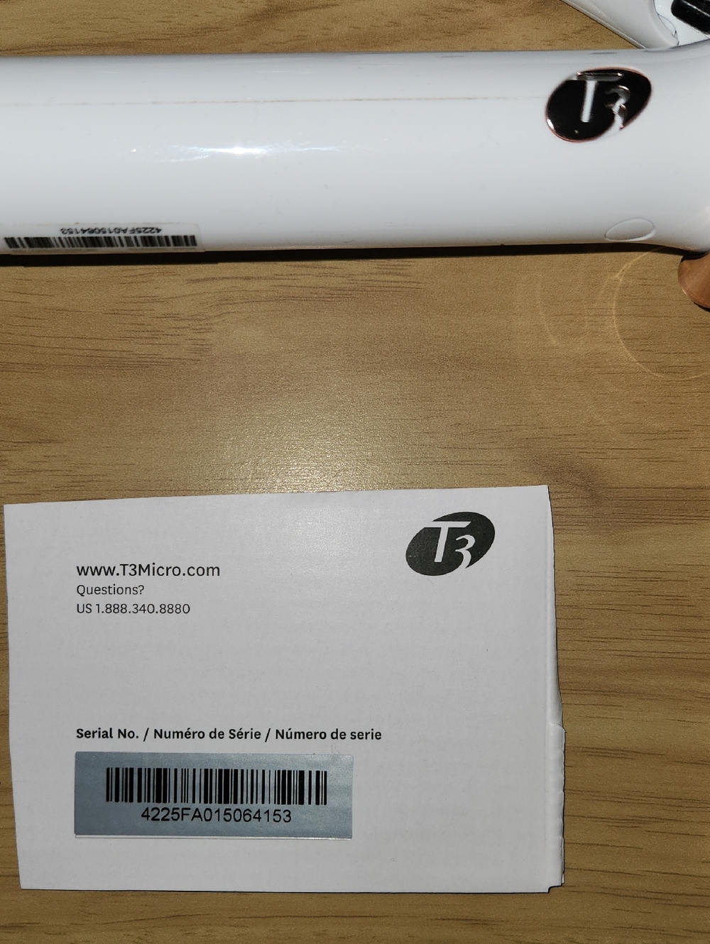 T3 White and Rose Gold Singlepass Curl X Curling Iron - Picture 7 of 9